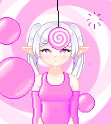  animated animated_gif blush breasts bubble drool earrings elf elf_ears fabius femsub frieren frieren:_beyond_journey&#039;s_end long_hair opera_gloves pendulum pink_eyes pixel_art spiral_background swimsuit tagme twintails white_hair 