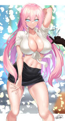  arms_behind_back beach bent_over breasts cleavage exposed_chest female_only femsub finger_snap glowing_eyes huge_breasts large_hips long_hair looking_at_viewer manip misterman4_(manipper) nez-box pink_hair shikimori&#039;s_not_just_a_cutie shikimori_micchon skirt smile spiral_eyes symbol_in_eyes tagme tied_hair 