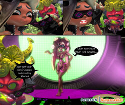 3d absurdres bottomless breasts female_only femsub glasses hypnoshades large_breasts marina_(splatoon) nintendo nude octoling pasties source_filmmaker splatoon splatoon_2 sunglasses supercasket tech_control text topless