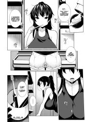 bottomless bouncing_breasts breasts comic cum cum_on_body cum_on_face empty_eyes expressionless greyscale hard_translated hypnotic_light inverted_nipples kissing large_breasts maledom missionary monochrome ponytail pussy sakamata_nerimono sex tagme text translated