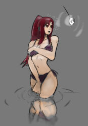 bikini breasts empty_eyes erza_scarlet fairy_tail femsub heyserdna large_breasts long_hair open_mouth pendulum ponytail red_hair traditional