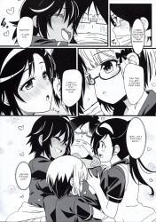 dialogue eitarou empty_eyes femsub fumino_furuhashi glasses happy_trance long_hair monochrome ogata_rizu short_hair takemoto_uruka text we_never_learn yuiga_nariyuki