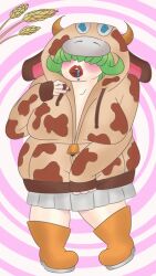  animated animated_gif bbw boots breasts carefreecarnal chubby drool fat green_hair hair_covering_both_eyes hoodie huge_breasts large_lips original 