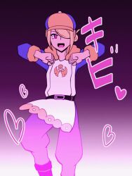  animated animated_gif blonde_hair chicken_pose clothed dancing eye_color_change hair_covering_one_eye happy_trance hat heart japanese_text male_only malesub mochi_dance nintendo pokemon pokemon_legends_arceus pokemon_scarlet_and_violet purple_eyes short_hair symbol text translation_request volo_(pokemon) yozuki 