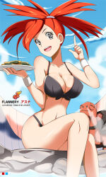  bikini breasts femsub flannery food frostbyte_(manipper) happy_trance hot_spring large_breasts manip nintendo open_mouth pokemon pokemon_ruby_sapphire_and_emerald red_hair spiral_eyes symbol_in_eyes torkoal vivivoovoo 