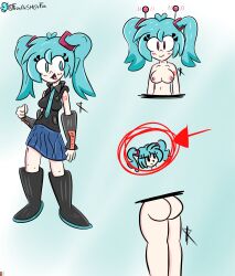  altered_perception antenna ass blue_eyes blue_hair blush boots bottomless breasts clothed collarbone cyan_hair female_only femsub frantheflan friday_night_funkin&#039; gauntlets happy_trance miku_hatsune nipples nude open_mouth pink_eyes ponytail red_eyes reference_sheet shoes signature simple_background skirt smile tie topless twintails vest vocaloid 