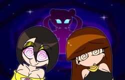 aged_up aura bare_shoulders black_hair blue_eyes breasts brown_hair charlotte_emily cleavage clothed crossover dress eyeshadow female_only femdom femsub five_nights_at_freddy's happy_trance hypnoscream large_breasts little_nightmares long_hair looking_at_viewer makeup purification sailor_moon sailor_moon_(series) short_hair six smile sparkle spiral_background spiralwash_eyes story sweat twintails