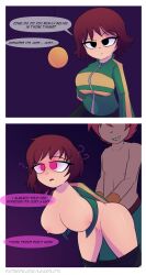  arms_behind_back axolotl-1 before_and_after bent_over black_eyes border breasts brown_hair clothed_sex comic confused dialogue drool evil_smile eye_color_change femsub glowing_eyes hanging_breasts instant_loss kim_pine large_breasts maledom nipples open_clothes pendulum pink_eyes pussy_juice red_hair scott_pilgrim scott_pilgrim_(series) skirt speech_bubble sweater tagme text unaware 