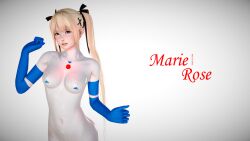 3d alternate_color_scheme aoba blonde_hair blue_eyes bodysuit breasts corruption cosplay cum cum_on_body cum_on_breasts cum_on_face dead_or_alive dead_source female_only femsub gloves honey_select_2 looking_at_viewer marie_rose open_mouth personification ribbon simple_background small_breasts smile solo text tight_clothing twintails ultraman white_background