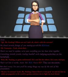 3d black_hair caption caption_only femdom glasses lipstick looking_at_viewer male_pov manip miss_pauling_(team_fortress_2) pov pov_sub short_hair team_fortress_2 text valve