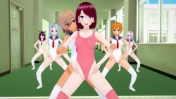 3d body_control femdom femsub haigure haigure_ayami haigure_ayami_(artist) happy_trance heart_eyes leotard multiple_girls multiple_subs original swimsuit