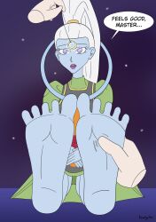  dragon_ball dragon_ball_super empty_eyes feet foot_focus pendulum ponytail rosera vados 