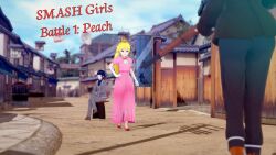  blonde_hair blue_eyes blue_hair closed_eyes clothed cover cyanstargazer english_text femsub gun long_hair maledom monocle multiple_girls nintendo princess princess_peach royalty short_hair sitting super_mario_bros. super_smash_bros. text weapon 
