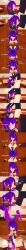  absurdres animal_ears anoni_(anoni_hypno) anoni_hypno black_hair blowjob_face bunny_ears bunny_girl censored chicken_pose clothed cum cum_in_mouth dialogue english_text fake_animal_ears fellatio femsub gloves hair_covering_both_eyes heart heart_pasties long_hair maledom nude opera_gloves oral orgasm original pasties purple_eyes purple_hair pussy reverse_bunnysuit short_hair squatting text 
