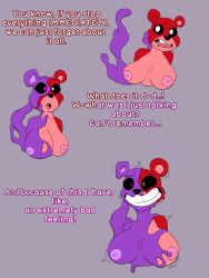 bear_girl black_sclera brain_drain comic dronification drool nipples purple_skin red_skin smile trembling vartivnia