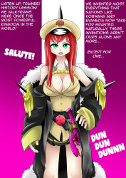 absurdres breasts female_only femdom femsub gun happy_trance large_breasts mizustyle red_hair tech_control text weapon