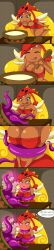 absurdres blush breasts cleavage comic dark_skin edith_up enetheligthingdancer femsub happy_trance hypnotic_food hypnotic_tentacle large_breasts rayman_(series) solo spiral_eyes symbol_in_eyes tentacles thought_bubble wings