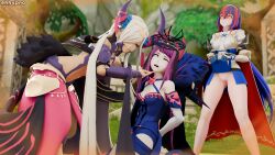  3d alear_(fire_emblem) arm_warmers bangs blue_hair border bottomless bracers cleavage dress dress_shirt eh female_only femdom femsub fingerless_gloves fire_emblem fire_emblem_engage fur_coat gloves hair_band hair_covering_one_eye hair_ornament hand_on_another's_cheek happy_trance hip_vents horns ivy_(fire_emblem) jewelry large_breasts leaning_forward lingerie miniskirt multicolored_hair nintendo no_panties one_eye_open open_mouth opera_gloves purple_eyes pussy red_hair red_sclera resisting shrunken_irises skirt skirt_lift smile white_hair zephia_(fire_emblem) 
