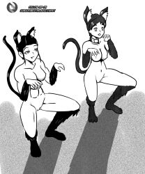  abby_anderson_(tlou2) animal_ears breasts cat_girl cat_pose ellie_(the_last_of_us) empty_eyes femsub greyscale idpet monochrome pet_play pussy tail tail_growth the_last_of_us transformation 