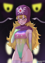 blonde_hair blush cameltoe dragon_quest_(series) empty_eyes eyeshadow gloves happy_trance hat leotard lipstick long_hair makeup malamar malamar_outfit mega_malamar nintendo open_mouth opera_gloves pokemon pokemon_legends_z-a princess_of_moonbrok purple_lipstick sideboob signature socks tentacles thighhighs watermark wide_hips yamimochi yellow_eyes