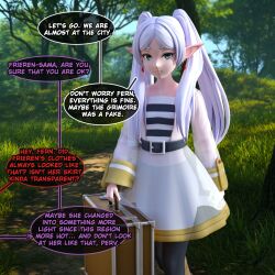 3d bimbofication comic elf_ears english_text frieren frieren:_beyond_journey&#039;s_end grakio magic text twintails white_hair