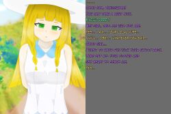 blonde_hair femsub green_eyes lillie_(pokemon) nasicampur32 nintendo pokemon pokemon_sun_and_moon text