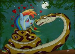 animals_only femsub heart heart_eyes horse kiniun-latios maledom my_little_pony rainbow_dash snake symbol_in_eyes