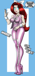 absurdres breasts female_only femsub happy_trance holly_the_dolly_(hollydolly) large_breasts long_hair open_mouth original red_hair robot robotization smile solo spiral_eyes symbol_in_eyes tech_control text zorro-zero