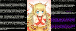 blonde_hair blue_eyes breasts caption echidna_(p&amp;d) empty_eyes female_only femdom femsub hypnotic_gas ivoryscratch_(manipper) large_breasts looking_at_viewer manip monster_girl naga_girl natsume_kei pov pov_sub puzzle_&amp;_dragons snake_girl text transformation