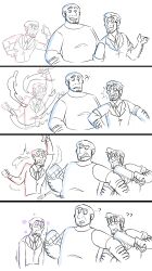 absurdres comic confused expressionless knife limp male_only malesub mask medic_(team_fortress_2) misha_(team_fortress_2) mx_driftdrop purple_eyes smoking spiral_eyes spy_(team_fortress_2) standing surprised team_fortress_2 trigger weapon white_background