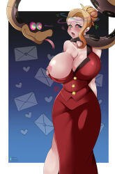blonde_hair breasts coils disney earrings enetheligthingdancer femsub final_fantasy final_fantasy_vii hypnotic_eyes jewelry kaa kaa_eyes large_breasts maledom one_breast_out red_dress scarlet_(ff7) snake the_jungle_book
