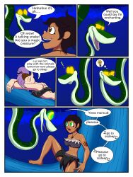  amity_blight black_hair dark_skin dialogue disney elf_ears emperorcheese femsub hypnotic_eyes kaa kaa_eyes luz_noceda purple_hair sleep_command snake text the_jungle_book the_owl_house 