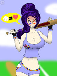  absurdres black--wave breasts cleavage equestria_girls female_only femdom femsub fingerless_gloves gloves happy_trance humor large_breasts light_skin long_hair multicolored_eyes my_little_pony purple_hair rainbow_eyes rarity ring_eyes short_shorts smile sweat 
