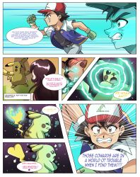  angry ash_ketchum brown_hair cap comic dialogue english_text femdom genderswap giselle_(pokemon) glowing_eyes hypnotic_accessory long_hair malesub memory_alteration nintendo open_mouth pikachu pokemon pokemon_(anime) pokemon_(creature) pokemon_red_green_blue_and_yellow resisting schlumper short_hair speech_bubble spiral symbol text transformation transgender vulpix 