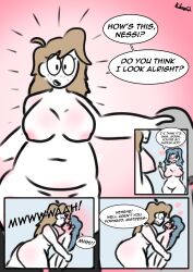  ass_grab blue_hair brain_dead_retail_(series) brain_drain breast_press chloe_(kilroylucy18) comic dialogue kilroylucy18 kissing love nessi_(kilroylucy18) nude red_hair tagme tech_control text undressing yuri 