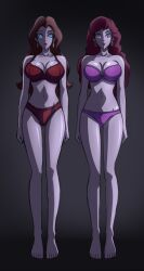  blue_eyes breasts brown_hair captain_syrup earrings electrickronos empty_eyes expressionless female_only femsub lingerie long_hair nintendo pauline red_eyes red_hair simple_background standing standing_at_attention super_mario_bros. underwear wario_land 