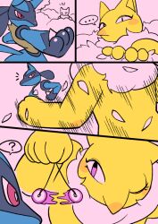  comic female_hypno femdom furry hypno lucario malesub nintendo one_eye_open pendulum pokemon pokemon_(creature) powerandy red_eyes speech_bubble wholesome 