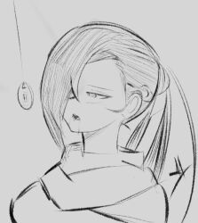  absurdres bangs blush coin drool empty_eyes female_only femsub fire_emblem fire_emblem_fates greyscale kagero long_hair monochrome nintendo open_mouth pendulum ponytail simple_background sketch solo transparenttexture 
