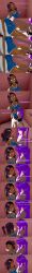  absurdres anoni_(anoni_hypno) anoni_hypno black_hair blush choker clothed dark_skin dialogue drool english_text female_only femdom femsub fingering long_hair mous_carter_(anoni_hypno) multiple_girls nipple_play one_eye_open original purple_eyes purple_hair school_swimsuit school_uniform short_hair spiral spiral_eyes swimsuit symbol_in_eyes text twintails violence wet wink 