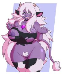 amethyst bimbofication bottomless breasts cow_girl female_only femsub large_breasts long_hair pubic_hair solo steven_universe symbol_in_eyes torn_clothes white_hair wrenzephyr2
