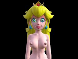 1j3j 3d animated animated_eyes_only animated_gif blonde_hair breasts crown earbuds femsub happy_trance kaa_eyes nintendo nude princess princess_peach smile super_mario_bros.