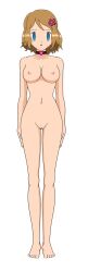  barefoot blonde_hair blue_eyes bottomless breasts collar empty_eyes expressionless feet female_only femsub hair_ornament jimryu large_breasts mewxxxx1_(manipper) necklace nintendo nude pokemon pokemon_(anime) pokemon_x_and_y serena short_hair solo standing standing_at_attention topless 