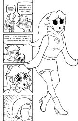 absurdres breasts closed_eyes clothed comic crown dialogue dress earrings english_text gloves greyscale hair_covering_one_eye jesturia jewelry long_hair mask multiple_girls new_super_mario_bros._u_deluxe nintendo open_mouth opera_gloves princess princess_daisy princess_rosalina royalty shyguy speech_bubble super_mario_bros. super_mario_galaxy tagme text