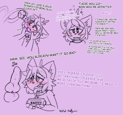  addictive before_and_after blush cat_boy collar cum cum_drinking dazed dialogue drool erection furry heart_eyes hypnotic_cum kaitty_(kaittycat) kaittycat lineart non-human_penis open_mouth original penis phantom_penis potion sketch symbol_in_eyes text tongue tongue_out yaoi 