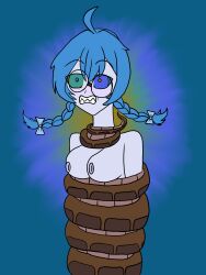 blue_hair bow braid breasts coils djmorphasis femsub gulp kaa_eyes sharp_teeth snake surprised virtual_youtuber yomi_quinnley