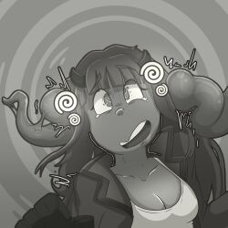  all_the_way_through bangs brain_injection breasts brushie_art dazed dialyn_(atlas_the_guardian) drool femsub greyscale horns original spiral_background straight-cut_bangs tears tentacles trembling unusual_pupils 