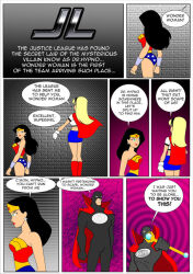 black_hair blonde_hair comic dc_comics dialogue femsub jimryu long_hair magic maledom spiral super_hero supergirl superman_(series) text western wonder_woman