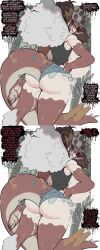  ass_expansion bimbofication breast_expansion comic fangs femsub frozenaardvark furry hilda_(pokemon) looking_at_viewer looking_back nintendo orgasm pokemon sequence speech_bubble text tongue_out torn_clothes transformation virus werewolf 