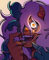 discount_supervillain fangs femsub gem_corruption glowing_eyes horns jasper monster_girl smile solo steven_universe