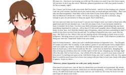  blush breasts brown_eyes brown_hair caption caption_only cleavage female_only femdom huge_breasts hypnotic_breasts idolmaster_cinderella_girls large_breasts looking_at_viewer manip minakami_(flyingman555) overlordmiles_(manipper) pov pov_sub sanae_katagiri short_hair smile text the_idolm@ster twintails 